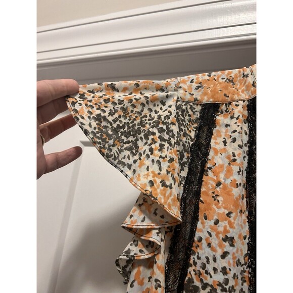 BCBGMaxAzria Libby V-Neck Floral With Lace Stripe Mini Dress Size Small Sheer - Picture 3 of 5